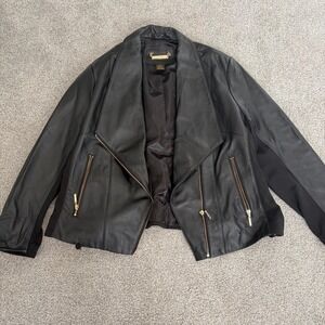 IMAN Leather Moto Jacket Womens 2X Black Chick Grunge Goth Edgy Going Out